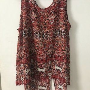 Mixed Color Impressionistic Designed Sleeveless Blouse